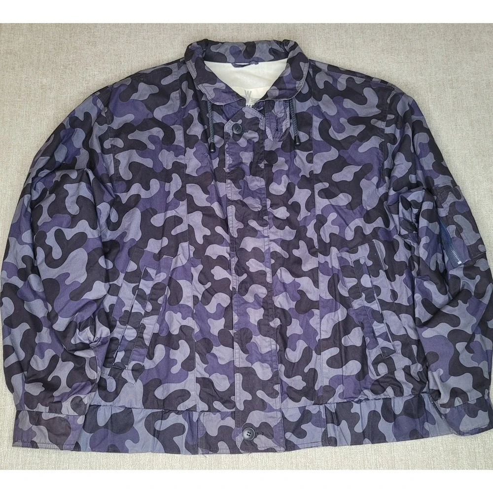 London Fog Jacket Mens L Blue Camo Winning Edge Full Zip Vintage Windbreaker‎